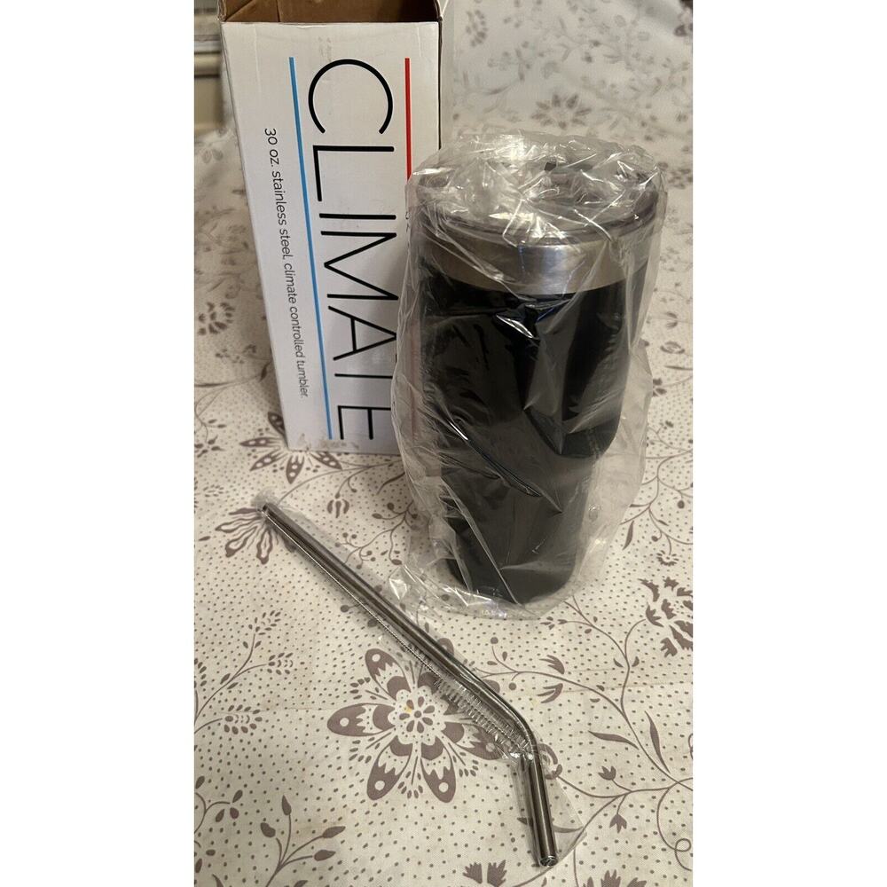 Boroux Climate 30oz Tumbler with Straw - Black - Stainless Steel - (NEW)